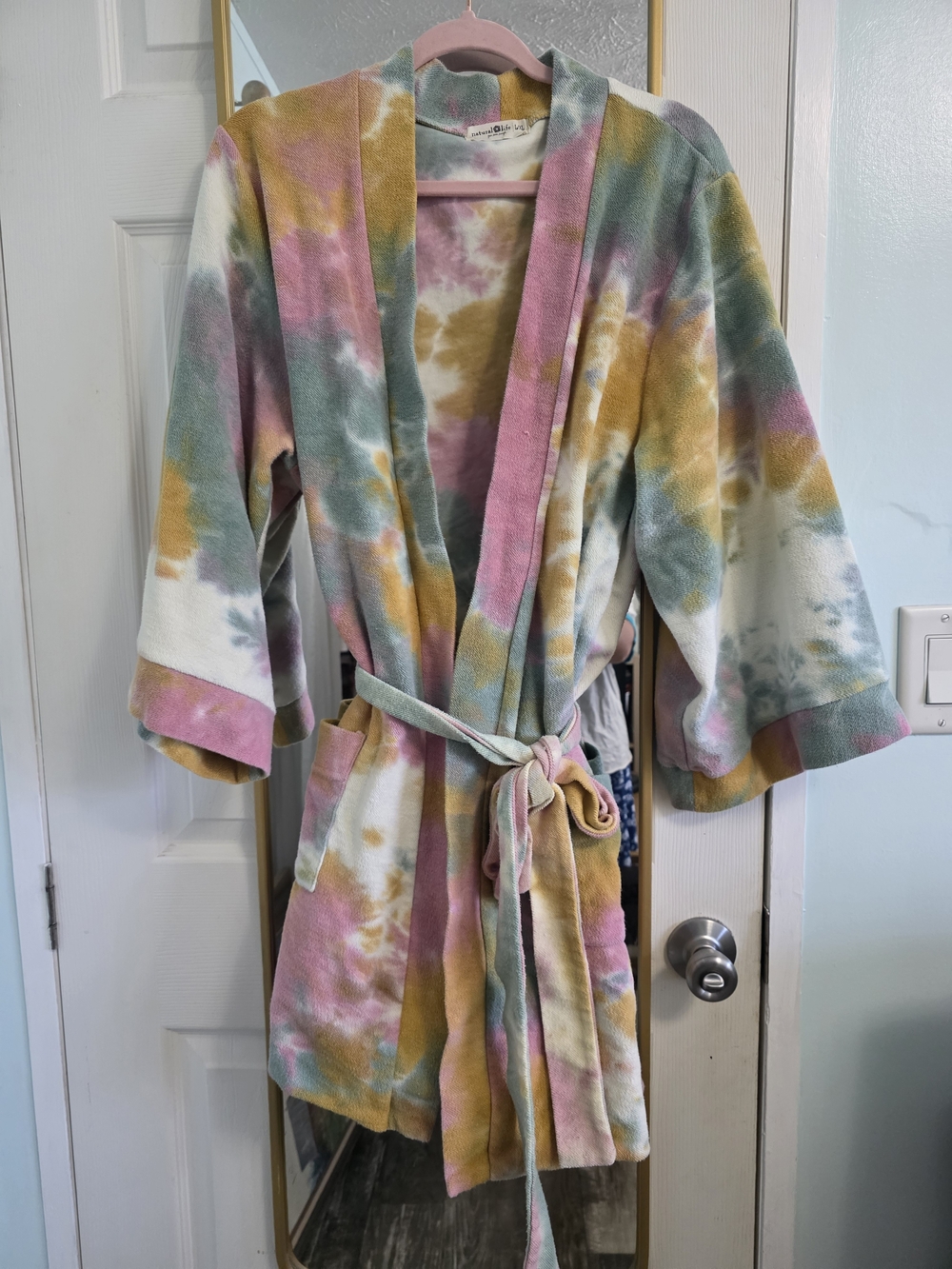 NATURAL LIFE Pastel Tie-Dye Kimono - Pink, Green & Yellow